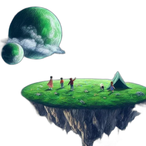 umbrella, tree, staff, concept art, fantasy art, 3d render, pixel art, outer space transparent PNG cut-out