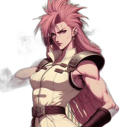 weapon, staff, hair, concept art, fantasy art, cyberpunk, anime, pastel transparent PNG cut-out