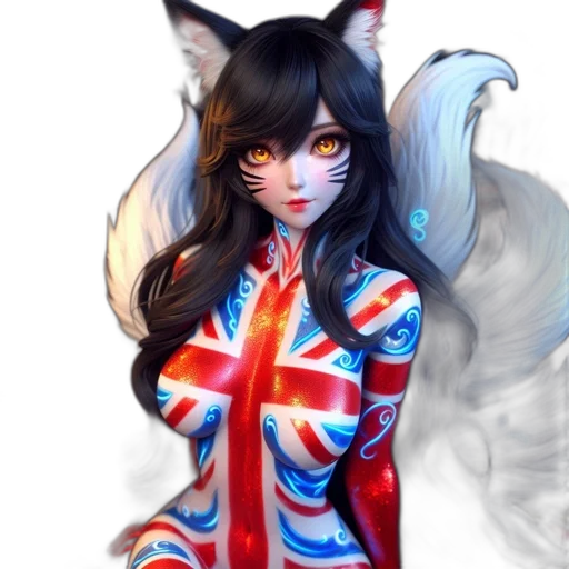 fantasy art, concept art, anime, pixel art, monochrome, fox-like, character, flag transparent PNG cut-out