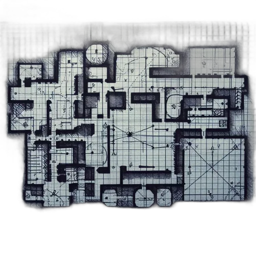 building, weapon, concept art, pixel art, 3d render, fantasy art, monochrome, dark transparent PNG cut-out