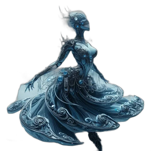 dress, crown, dragon, concept art, fantasy art, comic book art, watercolor, underwater transparent PNG cut-out