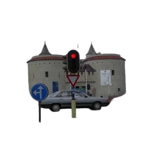 robot, car, building, staff, 3d render, concept art, pixel art, photorealistic transparent PNG cut-out