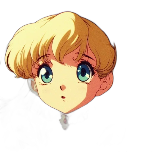 face, staff, hair, anime, vaporwave, cartoon, pixel art, pastel transparent PNG cut-out