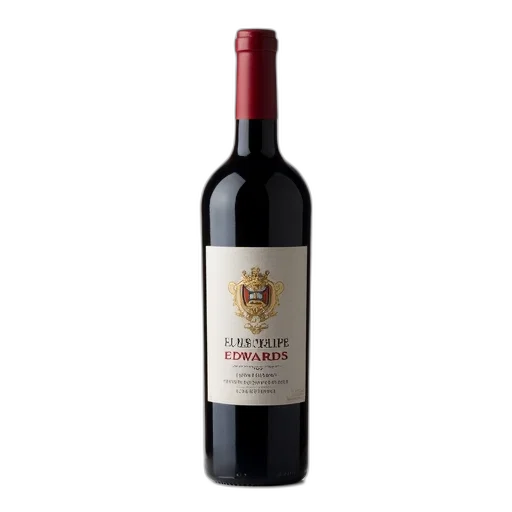 bottle, red, wine, label, featuring, gold, emblem, text transparent PNG cut-out