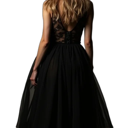 dress, photorealistic, dark, maris, roberts, wearing, black, sheers transparent PNG cut-out