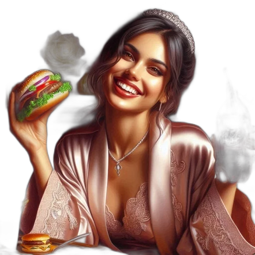 food, jewelry, dress, face, photorealistic, oil painting, fantasy art, concept art transparent PNG cut-out