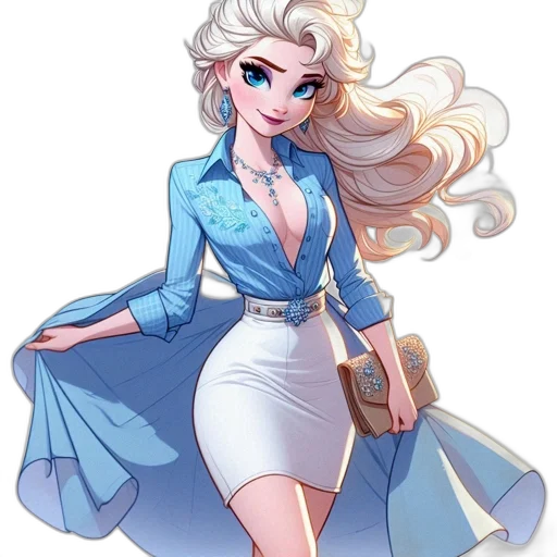 dress, staff, jewelry, fantasy art, concept art, cartoon, comic book art, blue transparent PNG cut-out