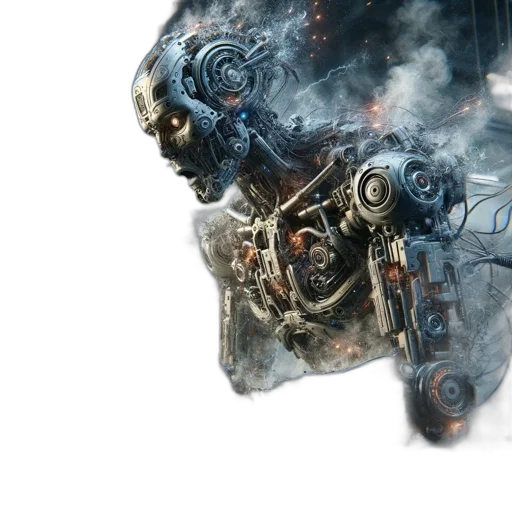 robot, weapon, concept art, cyberpunk, fantasy art, 3d render, intricate, transforming transparent PNG cut-out