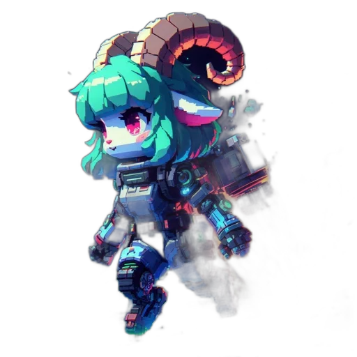 robot, dragon, weapon, creature, pixel art, concept art, cyberpunk, fantasy art transparent PNG cut-out