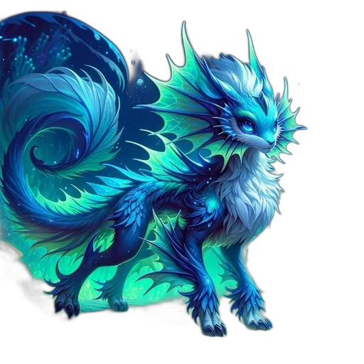 dragon, creature, fantasy art, concept art, pixel art, watercolor, blue, green transparent PNG cut-out