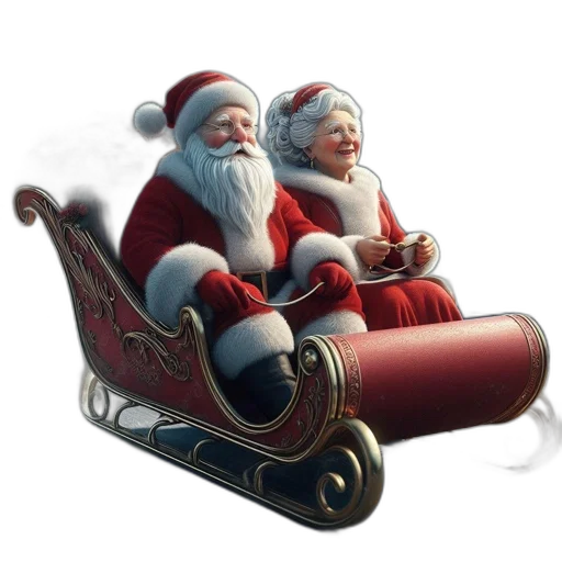 3d render, concept art, santa, mrs, claus, ride, through, winter transparent PNG cut-out