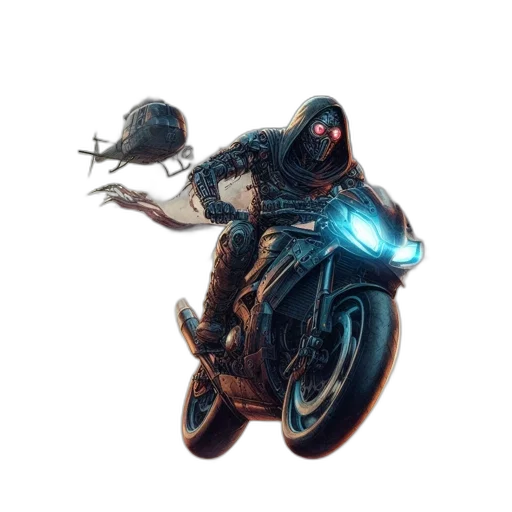 robot, weapon, creature, jacket, concept art, comic book art, cyberpunk, 3d render transparent PNG cut-out
