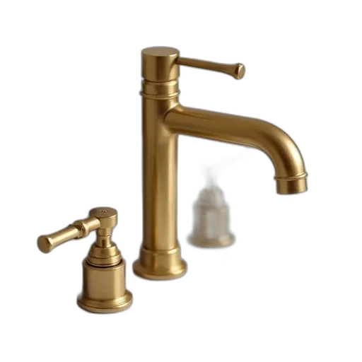 3d render, brushed, gold, bathroom transparent PNG cut-out