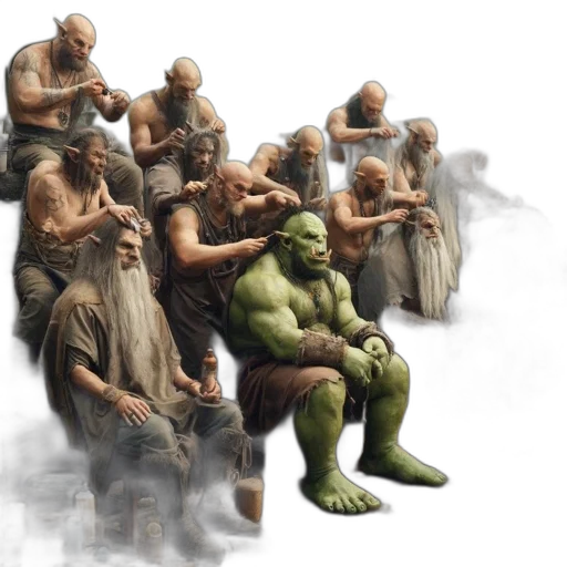 concept art, fantasy art, comic book art, photorealistic, fire, group, tribal, men transparent PNG cut-out
