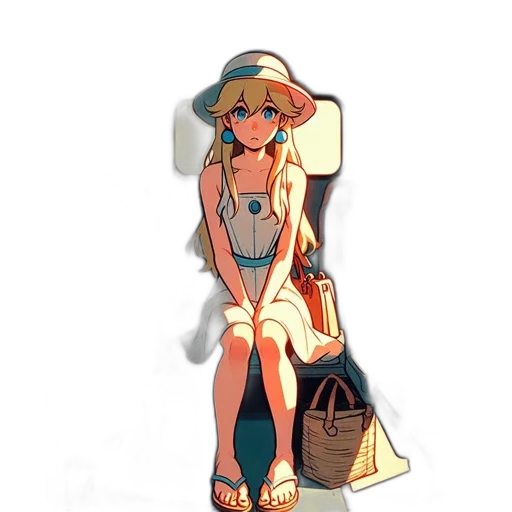 dress, staff, weapon, hat, concept art, anime, pixel art, cartoon transparent PNG cut-out
