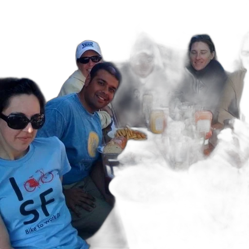 staff, photorealistic, 3d render, fog, fire, group, people, sit transparent PNG cut-out