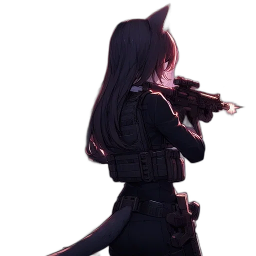 weapon, jacket, animal, staff, concept art, anime, pixel art, cyberpunk transparent PNG cut-out
