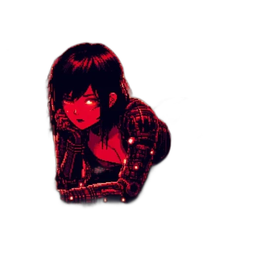 jacket, robot, face, mask, comic book art, pixel art, cyberpunk, anime transparent PNG cut-out