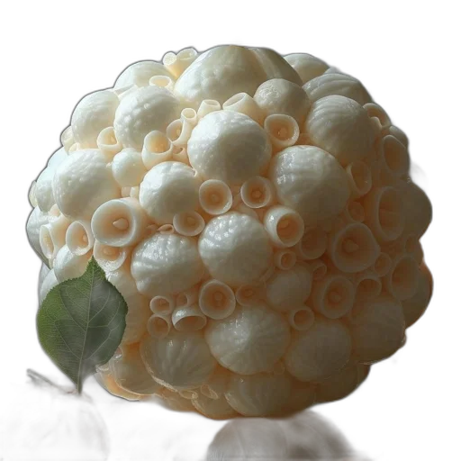 food, crown, jewelry, flower, 3d render, photorealistic, monochrome, cauliflower transparent PNG cut-out