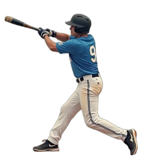 staff, weapon, 3d render, baseball, player, blue, uniform, number transparent PNG cut-out