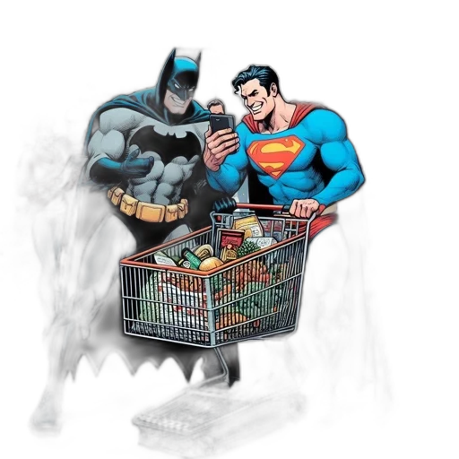 food, comic book art, concept art, cartoon, pixel art, batman, superman, interact transparent PNG cut-out