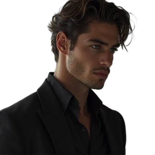 jacket, staff, face, hair transparent PNG cut-out
