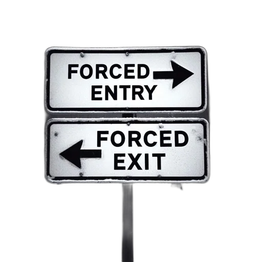 snowy, foggy, forest, dual-direction, signpost, indicates, forced, entry transparent PNG cut-out