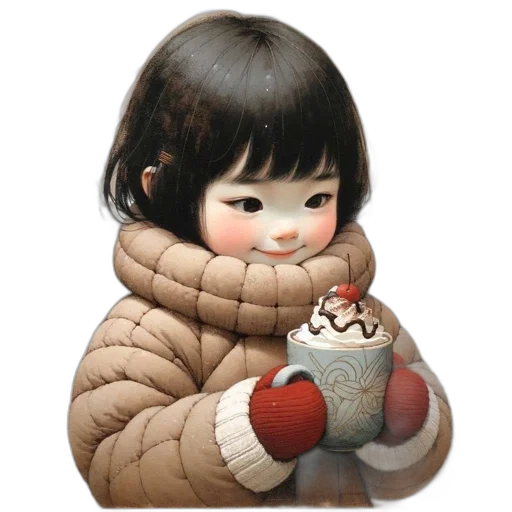 food, face, jacket, photorealistic, oil painting, 3d render, concept art, snow transparent PNG cut-out