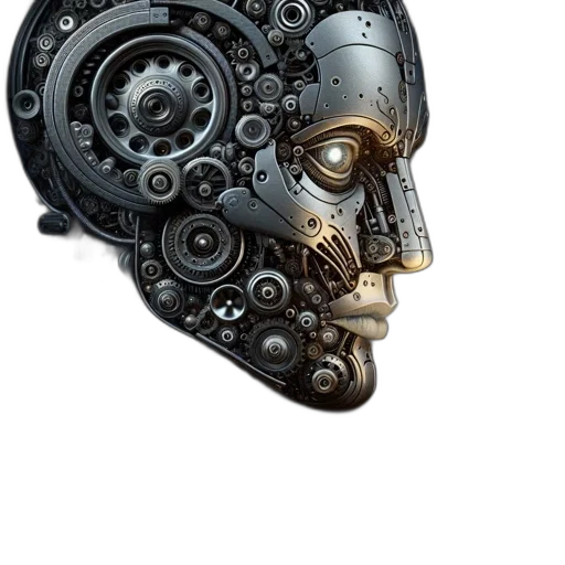 mask, robot, face, jewelry, concept art, cyberpunk, photorealistic, 3d render transparent PNG cut-out