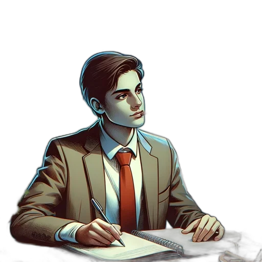 staff, face, jacket, robot, comic book art, concept art, cartoon, pixel art transparent PNG cut-out