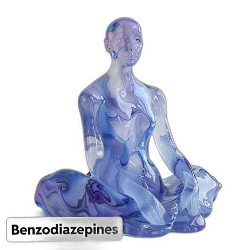 blue, seated, human, figure, sculpture, made, glass, resin transparent PNG cut-out
