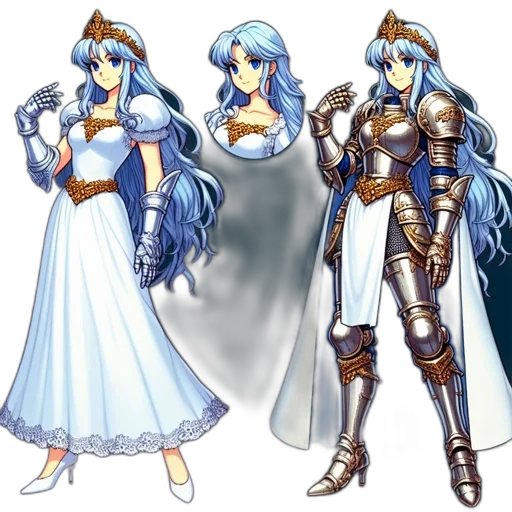 sword, concept art, fantasy art, pixel art, anime, blue, monochrome, pastel transparent PNG cut-out
