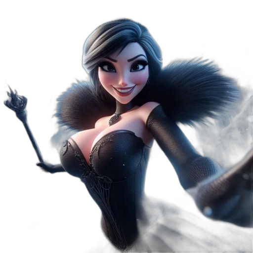 dress, fantasy art, concept art, comic book art, cartoon, snow, dark, animated transparent PNG cut-out