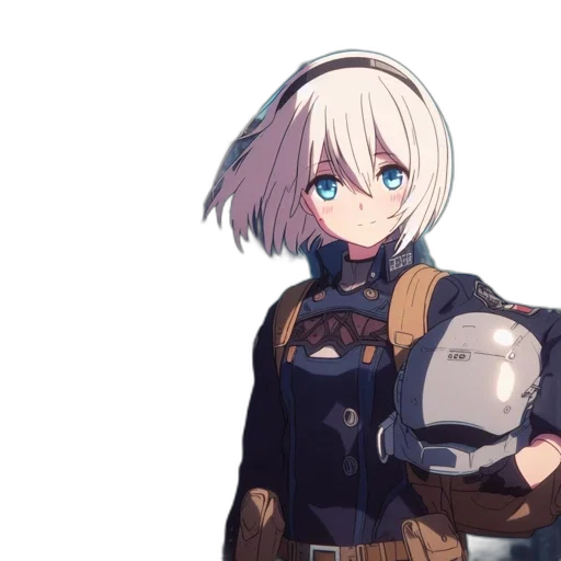 robot, weapon, jacket, face, anime, pixel art, concept art, cyberpunk transparent PNG cut-out