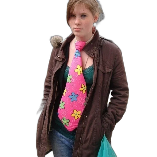 jacket, staff, umbrella, 3d render, photorealistic, neon, woman, wearing transparent PNG cut-out