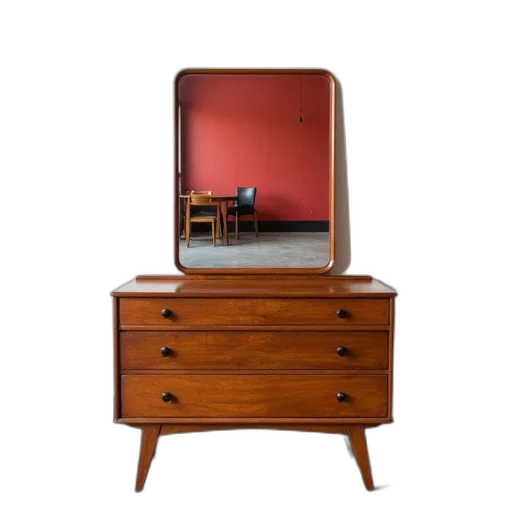 furniture, crown, 3d render, vintage, wooden, dresser, mirror, top transparent PNG cut-out