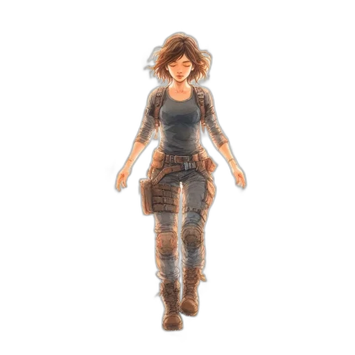 jacket, dress, weapon, concept art, pixel art, watercolor, 3d render, outer space transparent PNG cut-out