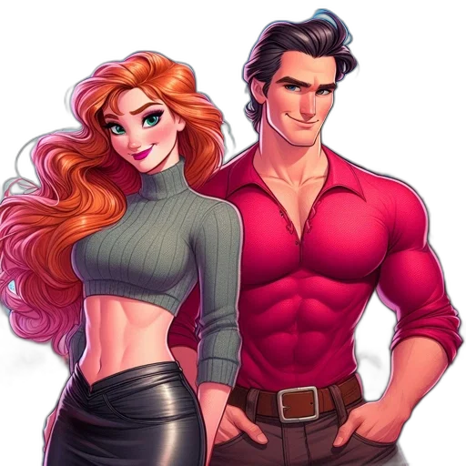 comic book art, concept art, cartoon, fantasy art, red, two, animated, characters transparent PNG cut-out