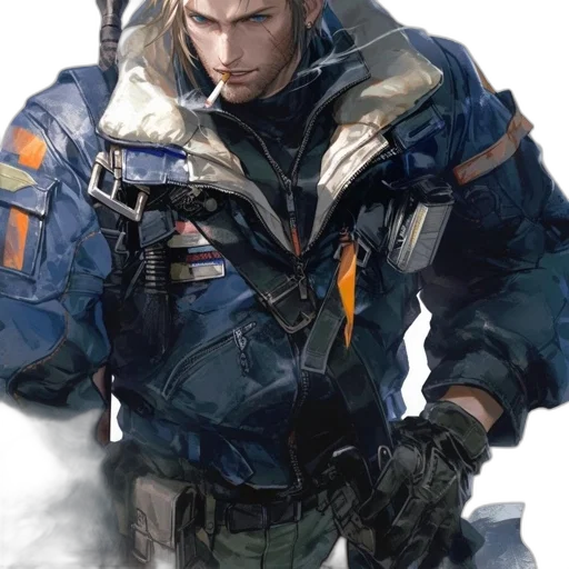jacket, face, robot, concept art, cyberpunk, fantasy art, photorealistic, blue transparent PNG cut-out