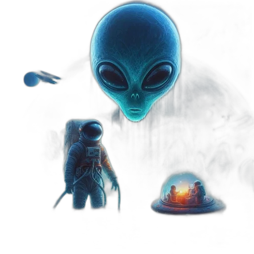 creature, robot, concept art, fantasy art, pixel art, comic book art, outer space, fog transparent PNG cut-out