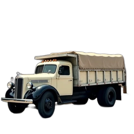car, concept art, 3d render, photorealistic, vintage, dump, truck, white transparent PNG cut-out
