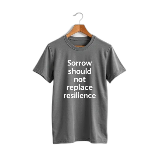 grey, t-shirt, phrase, sorrow, should, not, replace, resilience transparent PNG cut-out