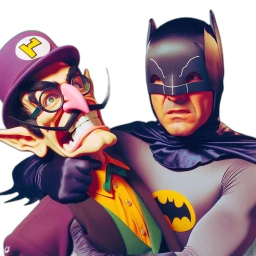 comic book art, concept art, cartoon, photorealistic, two, contrasting, figures, meet transparent PNG cut-out