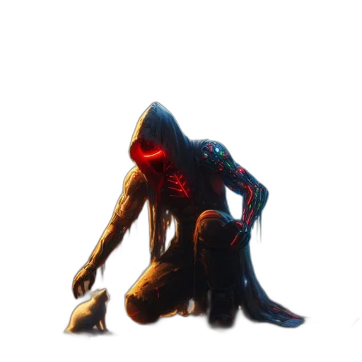 creature, robot, mask, animal, concept art, 3d render, pixel art, cyberpunk transparent PNG cut-out