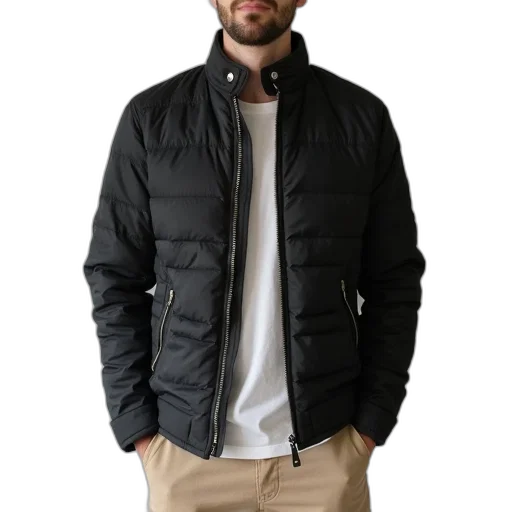 jacket, staff, 3d render, monochrome, dark, man, wearing, black transparent PNG cut-out