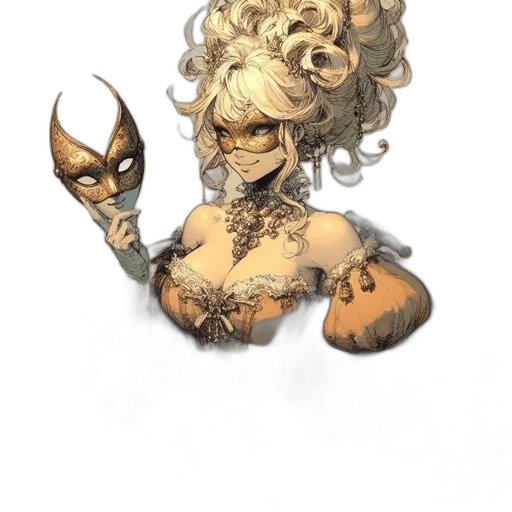 mask, crown, concept art, fantasy art, comic book art, watercolor, golden, earth tones transparent PNG cut-out