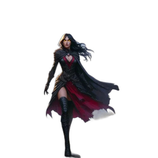 dress, concept art, 3d render, fantasy art, comic book art, dark, woman, attire transparent PNG cut-out