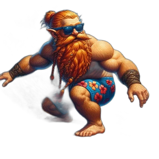 creature, concept art, fantasy art, 3d render, pixel art, orange-haired, figure, possibly transparent PNG cut-out