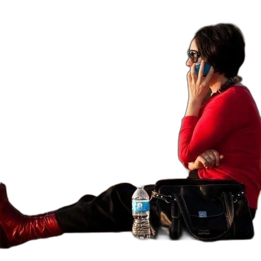 shoes, woman, red, sweater transparent PNG cut-out