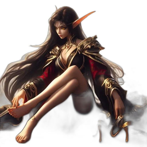 staff, fantasy art, concept art, pixel art, photorealistic, dark, elven, woman transparent PNG cut-out